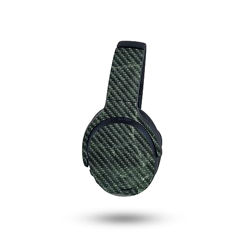 Image of MightySkins Carbon Fiber Skin Compatible with Skullcandy Crusher ANC 2 - Green Marble | Protective, Durable Textured Carbon Fiber Finish | Easy to Apply