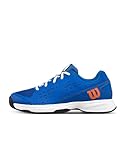 WILSON Rush Pro Jr Junior Tennis Shoe - Deja Vu Blue/Orange Tiger/White, Size 5.5