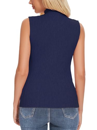 Image of Biffexu Womens Textured Tank Top Mock Neck Sleeveless Slim Fit Vest Top