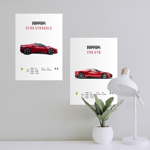 Image of CodersParadise Paper Pack Of 6 - Ferrari Sports Cars Wall Posters 8X12 Inch (A4 Size) Included Glue Dots Wall Decor Posters Wall Art