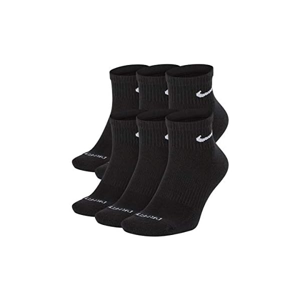 Nike Everyday Plus Ankle Socks (6 Pack), Large (8-12) - Black/White