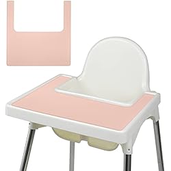 Trona Ikea Rosa Vicloon Mantel Silicona para Silla Alta, Adecuado para IKEA Mantel Individual para Silla Alta, Adecuado para Trona IKEA Antilop, Adecuado para Niños Pequeños y Bebés(Rosa)