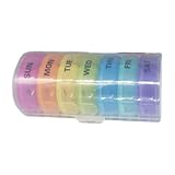 Zymoplas Caja de pastillas semanal, dispensador de pastillas diarias de 7 días, compartimentos separados, caja de almacenamiento, organizador, contenedor de plástico, divisores para el hogar