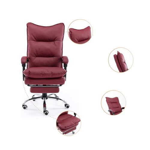 Silla ergonómica para juegos y oficina, diseño de respaldo alto, soporte lumbar ajustable, elegante acabado de cuero, cómoda silla de escritorio para trabajar y jugar