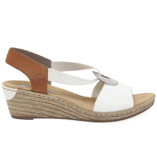 Image of Rieker 624H6 Fanni Women's Wedge Sandals - Lightweight, Comfortable and Supportive - Slip On Sandals with Cushioned Insole and High Wedge for Everyday Stylish Wear