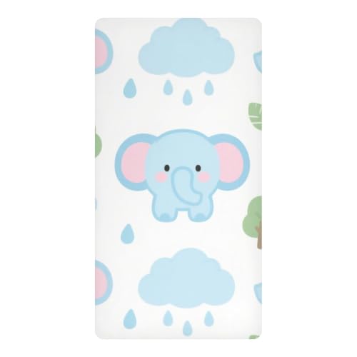 Drap-housse imperméable motif éléphants bleus sommeil bébé doux