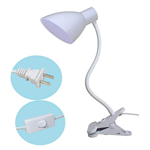 Stbtech Clip On Desk Light Clamp Lamp,White Modern Classic Table Lamp For Bedroom Bedside Office,Reading Book Light Lampshades With 360° Flexible Gooseneck (Not Included Bulb) #TOP3