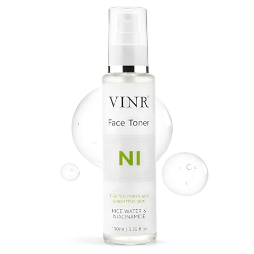 Image of VINR 10% Niacinamide & 1% Hylauronic Acid Rice Water Face Toner Pore Tightening & Glowing Skin Oil Control | Hydrating Facial Toner for Acne-Prone, Sensitive & All Skin Types | Women & Men -100ml