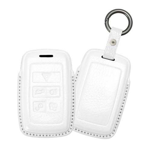 Étui protection clé Jaguar cuir blanc, le cadeau élégant pour les passionnés de l'auto