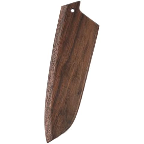 Aibote Handmade Natural Black Walnut Wood Santoku Knife Sheath 7 inch,Magnetic Knives Case Holder Protector Wooden Cover (A) Cover