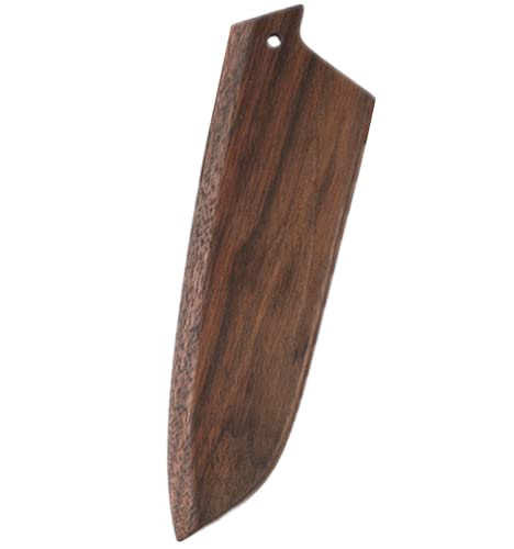 Aibote Handmade Natural Black Walnut Wood Santoku Knife Sheath 7 inch,Magnetic Knives Case Holder Protector Wooden Cover (A)