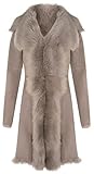 2 Tasche Esterne Infinity Leather Trench Colore Grigio Chiaro da Donna in Vera Pelle Scamosciata di Montone Toscano S