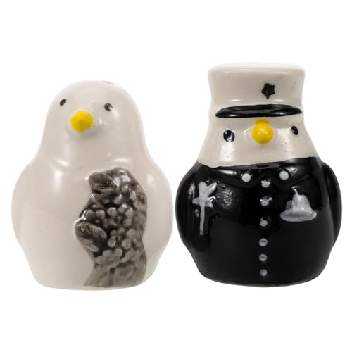 MOLUCKFU Cartoon Penguin Shape Ceramic Seasoning Bottle Small Salt Pepper Shaker Jars for Kitchen