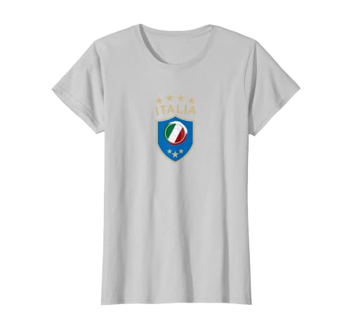 Italy Soccer - Italian Italia Flag Football Player T-Shirt, Women, Silver Grey, Small