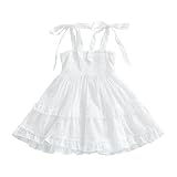 HnuanLui Toddler Baby Girl Summer Boho Dress Solid Color Spaghetti Strap Square Neck Dress Beach Sun