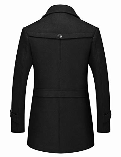 Icker Mens Trench Coat Winter Wool Blend Jacket Overcoat Top Coat Warm Pea Coat-1901-Black-Xxl #TOP1