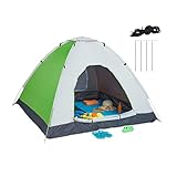 Relaxdays Wurfzelt, Pop-Up Strandzelt mit Tragetasche, UV Schutz 50+, HxBxT: 145x180x180 cm, für 2-3 Personen, grün/grau