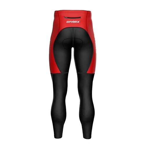 Sparx Men\'s Super Roubaix Thermal Cycling Tight Bike Bicycle Pants Cool Max Padded (Black/Red, Medium) - Thumbnail 4