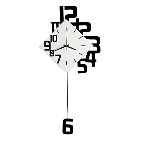 Shunzy Decorative Wall Clock For Living Room Decor, Large Modern Wall Clocks With Pendulum Battery Operated For Bedroom Office Kitchen Home, 19.7 Inch Big Silent Wall Clock Non Ticking #TOP7