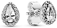 Pandora Timeless Women's Sterling Silver Sparkling Teardrop Halo Cubic Zirconia Stud Earrings