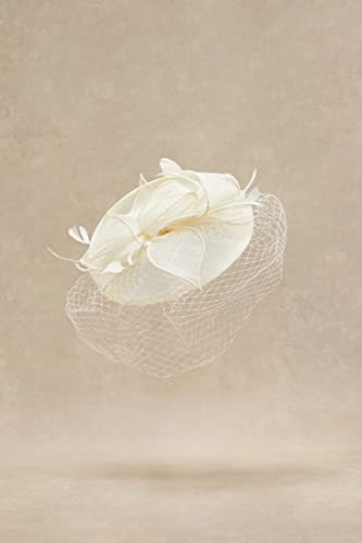 Babeyond Women's Pillbox Fascinator Hat Kentucky Hat Feather Derby Fascinator Headband Tea Party Fascinator Hat For Cocktail Off-White #TOP1