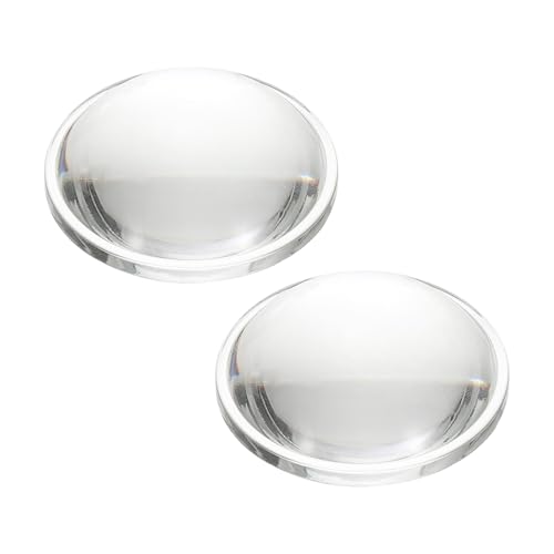 PATIKIL Diamètre 43.4mm Lentille Convexe Plate, 2 Pcs Hauteur 15mm Verre Borosilicate Haut LED Lentille Optique Convexe Condenseur Avec Bord Pour Lampe Torche Voiture Vélo, Transparent 3mm