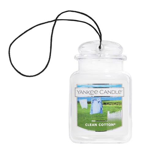 Image of Yankee Candle Car Air Fresheners, Hanging Car Jar Ultimate, Neutralizes Odors Up To 30 Days, Clean Cotton, 0.96 OZ (Pack of 1)