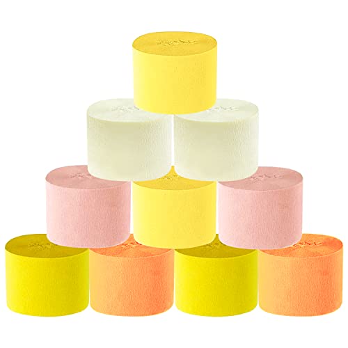 Papel Crepé Naranja - Cintas de Pinocho para Decoración de Fiestas, Cumpleaños, Bodas, Fondo Fotográfico, DIY, Manualidades, Festivales, Flores - 10 Rollos 25m x 4.5cm