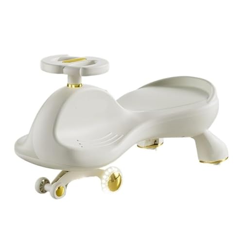 correpasillos Coche oscilante for niños con Ruedas Intermitentes silenciosas, Juguetes antivuelco for Interior y Exterior Triciclo(Beige)