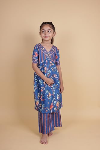 Image of TAGAS Girls Girls V Neck Kurti With Plazo Set | Traditional Girls Ethnic Wear|Ethnic Wear for girls|