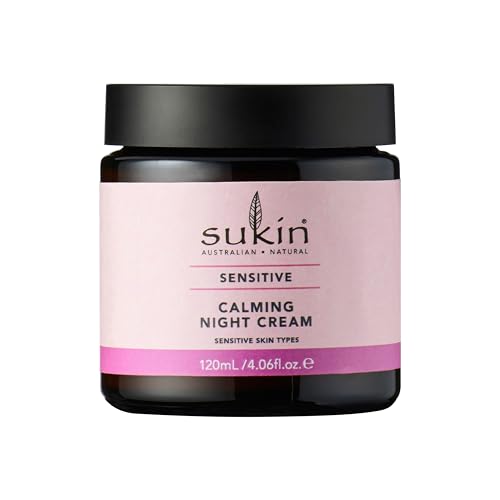 Image of Sukin Sensitive Calming Night Cream 120ml - with Rosehip & Evening Primrose; vegan friendly - improves texture while you sleep, soothes & helps relieve redness, boost moisture levels for dry skin.