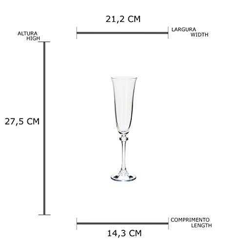 Conjunto de 6 Taças de Vidro Sodo-Cálcico com Titânio Rojemac Transparente