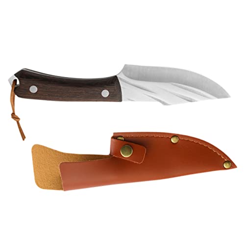 SHOWERORO Cuchillo De Carnicero Con Cuchilla De Acero Inoxidable 20 Cm Mango Ergonómico Resistente Al Deslustre Herramienta De Cocina Para Camping y Picnic Con Funda Portátil