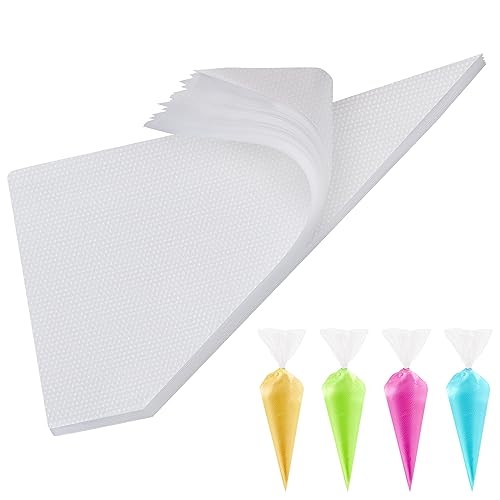 Engorgio 100 Pcs Disposable Mini Piping Bags 8 inch Pastry Bag Pastry Crimpers Small Piping Bags Disposable Pastry Bags For Cake Macarons Dessert Decorations Cookies Baking Cupcakes (Clear)