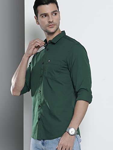 Image of The Indian Garage Co Men Slim Fit Solid Full Sleeves Cutaway Collar Casual Shirt
