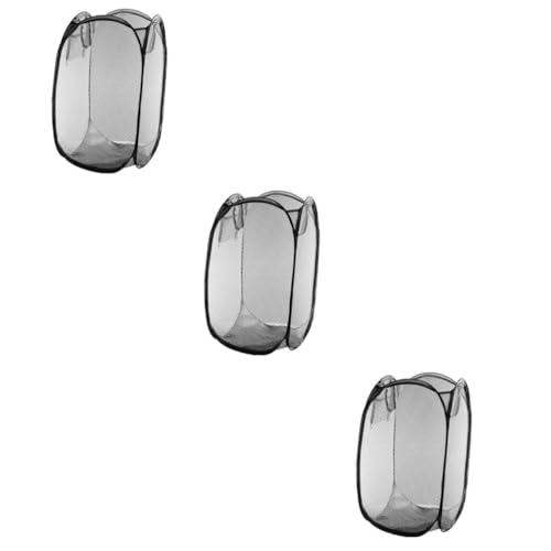 OFFSCH 3pcs Foldable Black Laundry Hamper -up Mesh Basket Side Pocket for Easy Storage for College Dorms and Apartments Breathable Design for Control