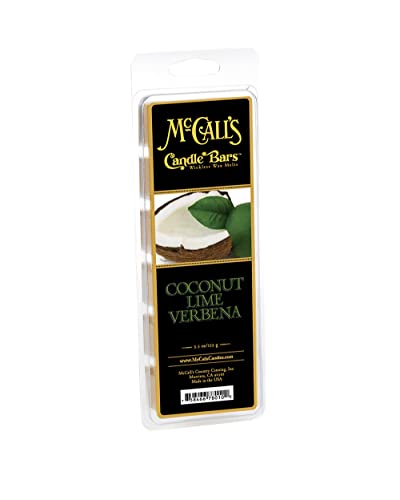 Image of McCall's Candles | Coconut Lime Verbena | Scented Wax Melt | Creamy Coconut, Lime, Mandarin & Sweet Vanilla | 6-Piece Break-Apart Bar | 12-24 Hours Per Wedge | Poured in the USA | 5.5 oz
