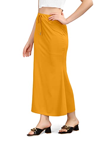 Image of Mogsa Women's Lycra Fishcut Saree Shapewear Petticoat - Tummy Control Slim Fit Stretchable Shaper Skirt with Drawstring & Side Slit for Sarees