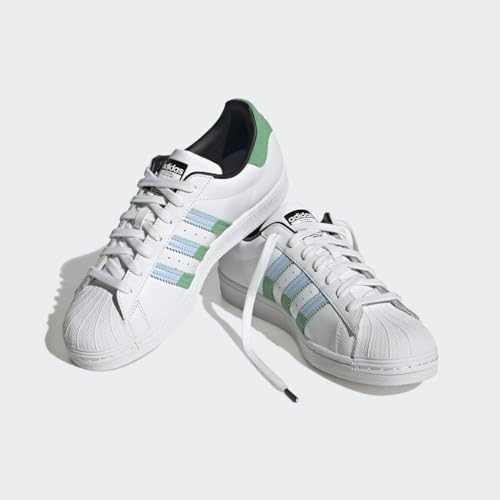 Image of adidas Originals Mens Superstar White /Semi Screaming Green /Blue Dawn 10