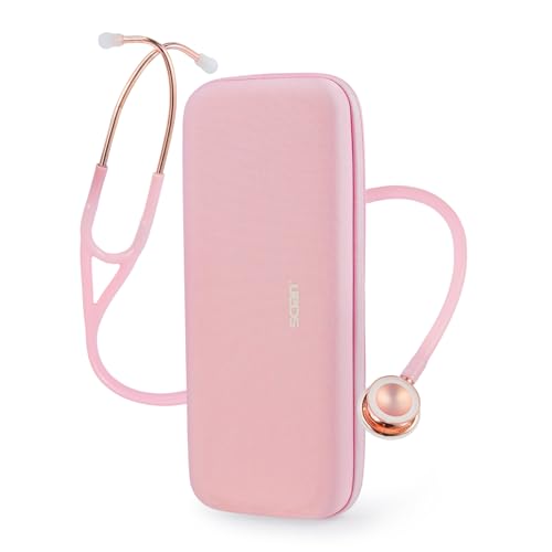 SCIAN Kardiologie-Stethoskop mit beidseitig einstellbarer Membran, professionelles Stethoskop mit Tragetasche für Ärzte, Pflegekräfte, Medizinstudenten und Kliniker, rosa