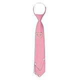 LJBFNN Ties for Women, Womens Tie with Punk Metal Accessory Pre-Tied Necktie for Girl School Uniform Shirt (Pink Love)