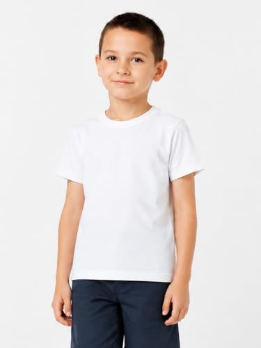 Image of LittleSpring Boys Girls T Shirt Rainbow Striped Cotton Crewneck Tees for Kids Fashion
