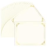 50 Sheets Gold Foil Border Certificate Paper, 8.5 x 11 Inch Letter Size, for Printing, Diploma Paper, Award, Document Cardstock Paper, Inkjet Printer Compatible