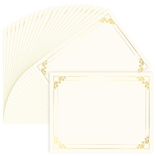 50 Sheets Gold Foil Border Certificate Paper, 8.5 x 11 Inch Letter Size, for Printing, Diploma...