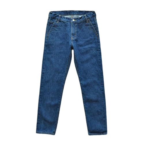 Men’S Casual Taper Fit Selvedge Denim Full Length Washed Jeans Zipper Fly Heavyweight Daily Wear Trousers