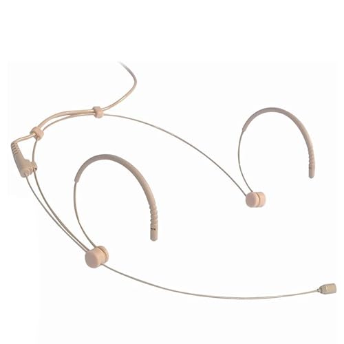 HAPPOW Beige Discreet Dual Ear Hook Headset Microphone, Condenser Mic with TA4F Plug Compatible with Shure Sennheiser for Lectures, Theater, Live Performances