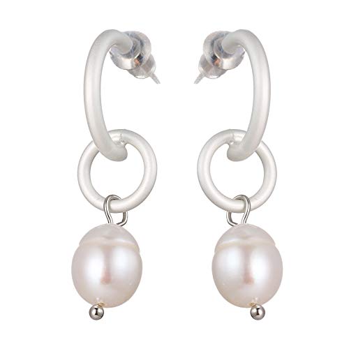 Boucles d'oreilles géométriques avec véritables perles d'eau douce le cadeau délicat idéal