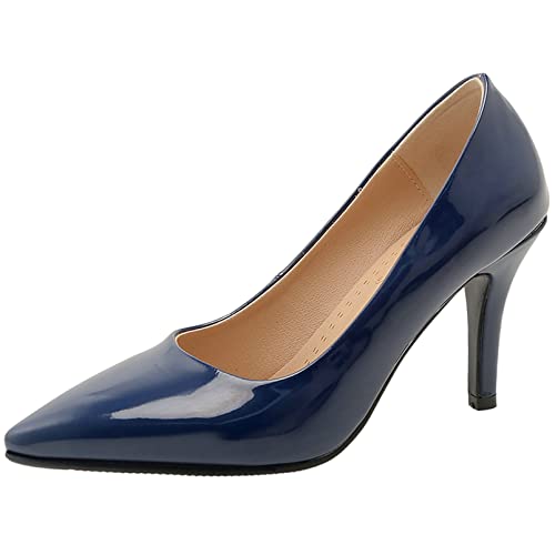 LUXMAX Women Patent Leather High Heels Pumps Pointed Toe Stiletto Court Pumps Office Lady Shoes