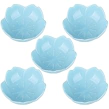 WHJY Blue Cherry Blossom Dish Set, Cute Pink Ceramic Plates, Sauce/Seasoning Dish, Sushi Dishes, Soy Dipping Bowl, Dessert, Appetizer Plates, Serving Dish for Kitchen Home Set of 5
