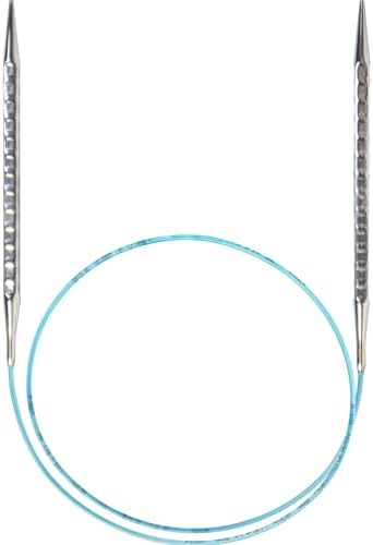 skacel by addi Circular Knitting Needles, 16 Inch (40 cm) Rocket 2 (Squared) Plated Brass Knitting Needle Pair with Nylon Cord, 5 mm (US Size 8)